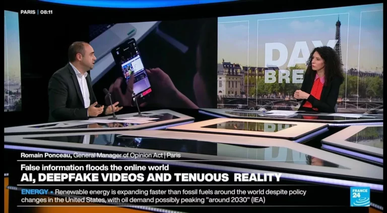 [FRANCE 24 English] Romain Ponceau dans l&rsquo;émission « Daybreak » consacré à l’ingérence dans les élections locales et le rôle de l’IA et des réseaux sociaux dans son amplification.